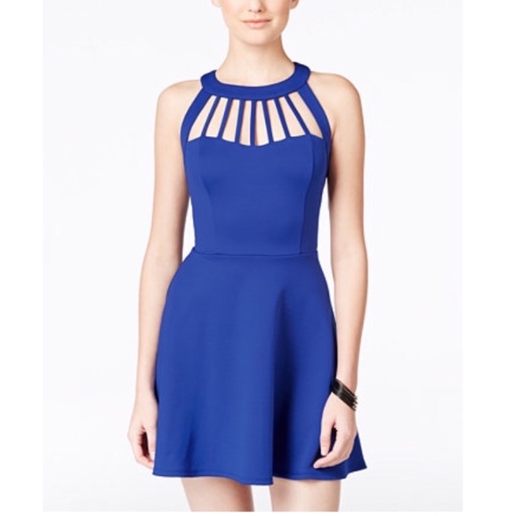 Royal Blue Short Dress with Halter - Picture 1 of 3